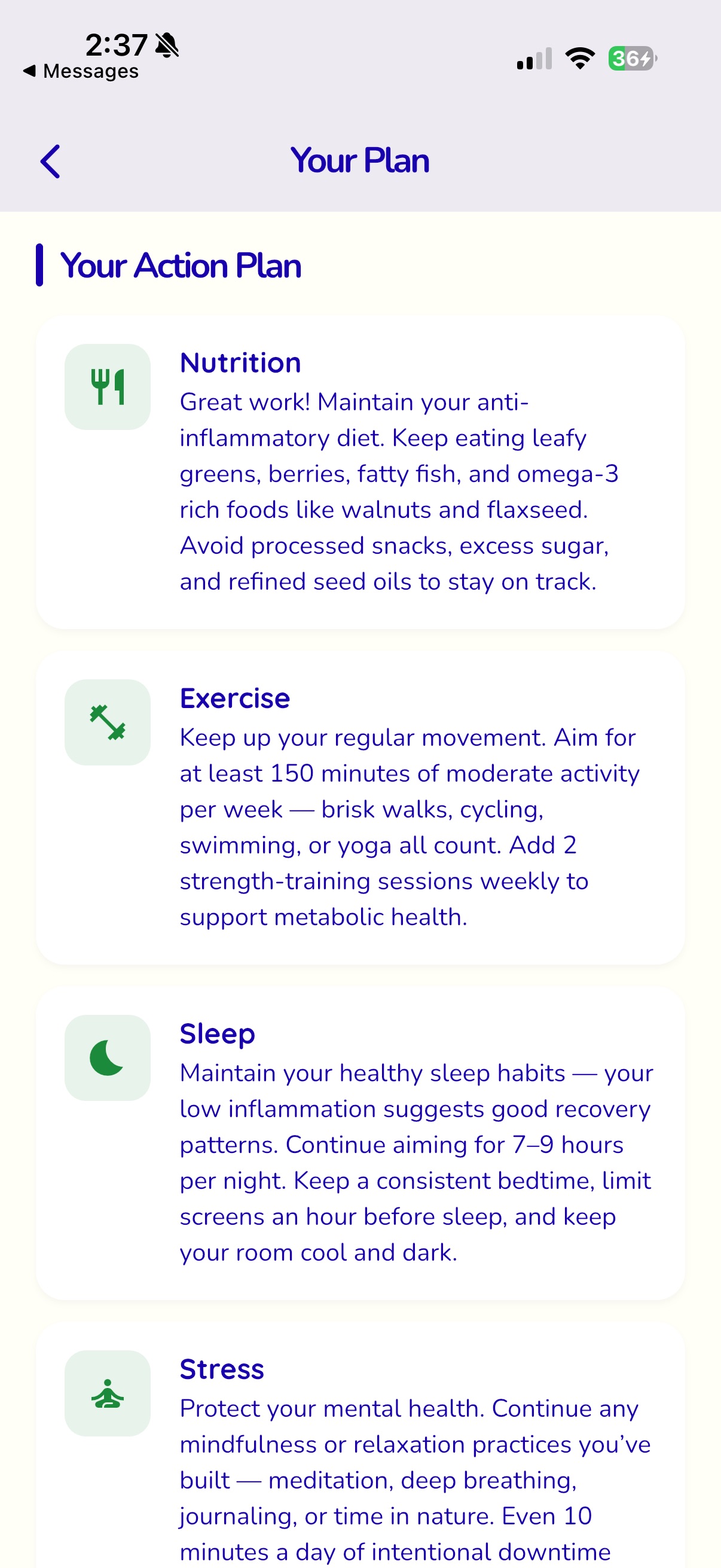 Your Plan screen